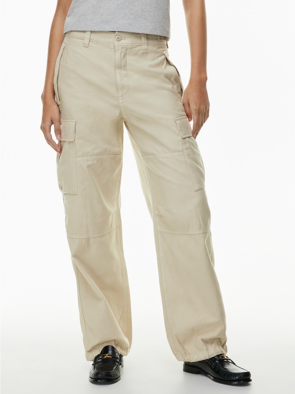 TNA Aritzia Supply Beige Wide-Leg Cargo Pants